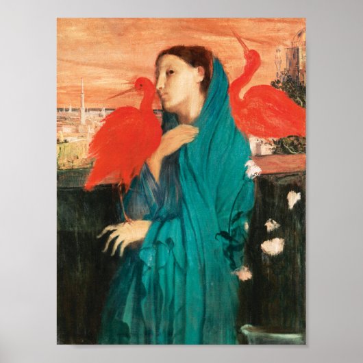 Jonge vrouw met Ibis Fine Art van Edgar Degas Poster (Voorkant)