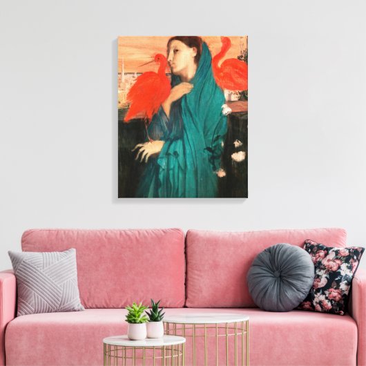 Jonge vrouw met Ibis van Edgar Degas Canvas Afdruk (Insitu (Woonkamer))