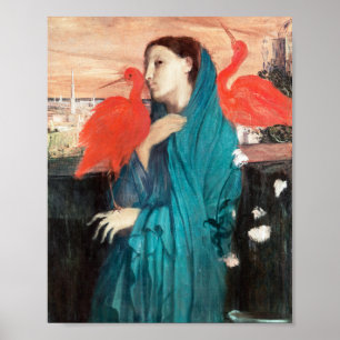 Jonge vrouw met Ibis van Edgar Degas Poster