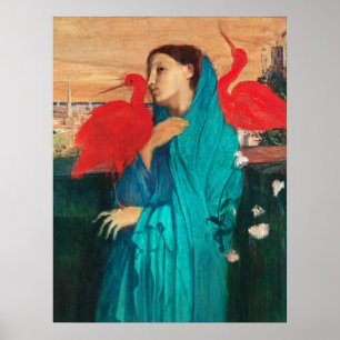 Jonge vrouw met Ibis van Edgar Degas Poster