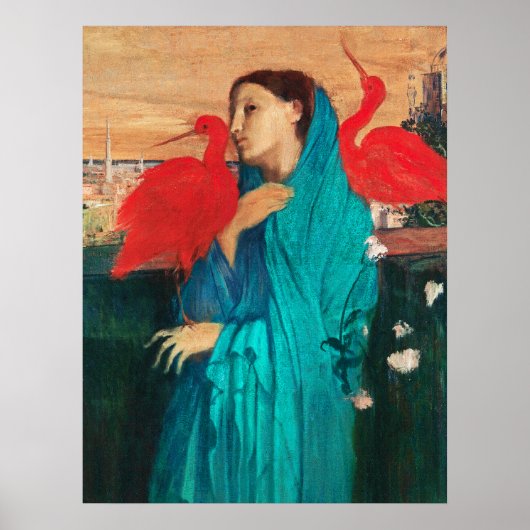 Jonge vrouw met Ibis van Edgar Degas Poster (Voorkant)