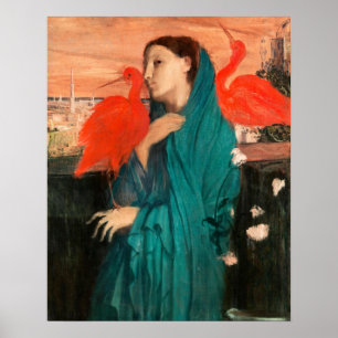 Jonge vrouw met Ibis van Edgar Degas Poster