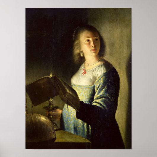Jonge vrouw met kaarsje poster (Voorkant)
