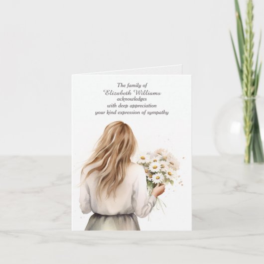 Jonge vrouw met madeliefjes sympathie dank u kaart (Voorkant)