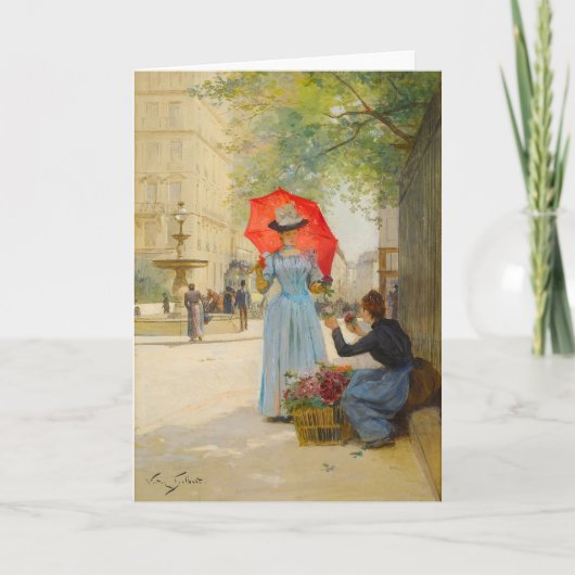 Jonge vrouw met paraplu | Victor Gabriel Gilbert Kaart (Voorkant)