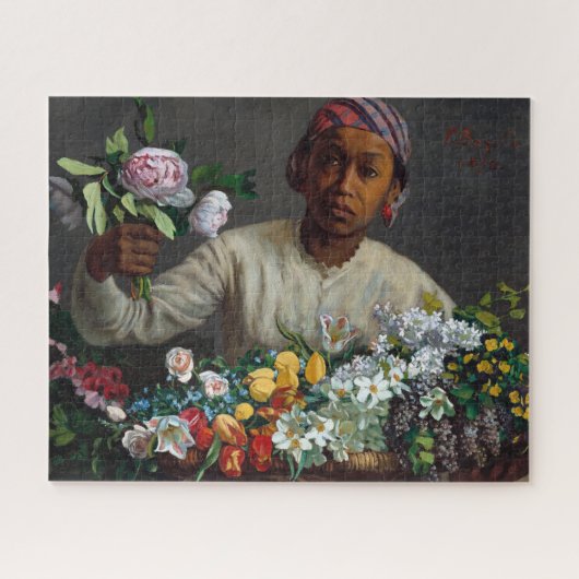 Jonge Vrouw met Pioenen door Frederic Bazille Legpuzzel (Horizontaal)