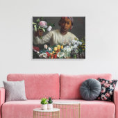 Jonge vrouw met pony's | Fré dé ric Bazille Canvas Afdruk (Insitu (Woonkamer))