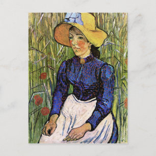 Jonge vrouw met stro Pet Van Gogh Fine Art Briefkaart