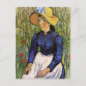 Jonge vrouw met stro Pet Van Gogh Fine Art Briefkaart (Voorkant)