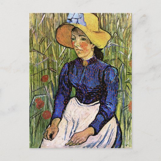Jonge vrouw met stro Pet Van Gogh Fine Art Briefkaart (Voorkant)