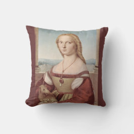 Jonge vrouw met Unicorn Pillow Kussen
