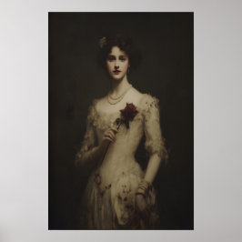 Jonge vrouw met verwelkte roos, gotisch victoriaan poster