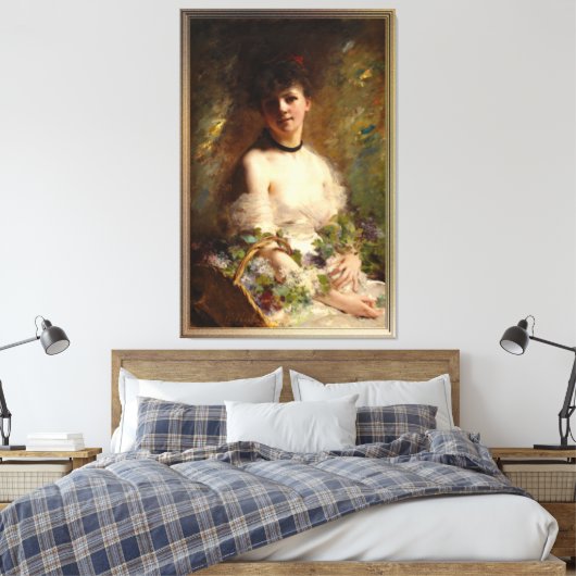 Jonge Vrouw met Vloermand Canvas Afdruk (Insitu (Slaapkamer))