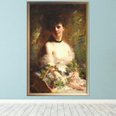 Jonge Vrouw met Vloermand Canvas Afdruk (Insitu (Houten vloer))