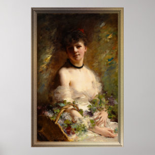 Jonge Vrouw met Vloermand Poster