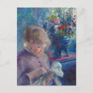 Jonge vrouw naait door renoir - indrukwekkende kun briefkaart