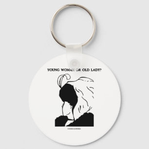 Jonge Vrouw Of Oude Dame? (Optische Illusie) Sleutelhanger