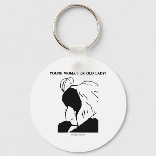Jonge Vrouw Of Oude Dame? (Optische Illusie) Sleutelhanger (Voorkant)