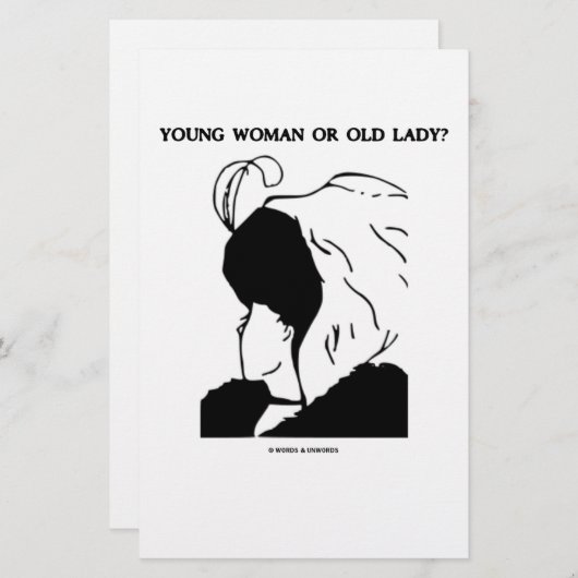 Jonge vrouw of oude dame? (optische verlichting) briefpapier (Voorkant / Achterkant)
