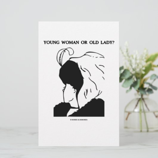 Jonge vrouw of oude dame? (optische verlichting) briefpapier (Staand voorkant)