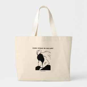 Jonge vrouw of oude dame? (optische verlichting) grote tote bag
