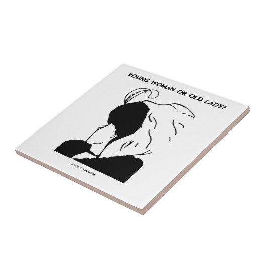 Jonge vrouw of oude dame? (optische verlichting) tegeltje (Zijkant)