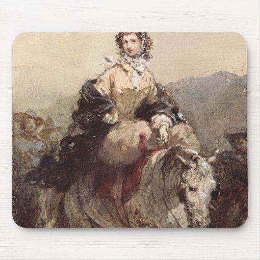 Jonge vrouw op een paard muismat (Voorkant)
