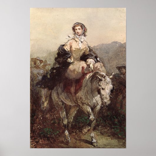 Jonge vrouw op een paard poster (Voorkant)