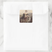 Jonge vrouw op een paard vierkante sticker (Tas)
