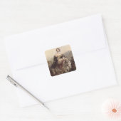 Jonge vrouw op een paard vierkante sticker (Envelop)