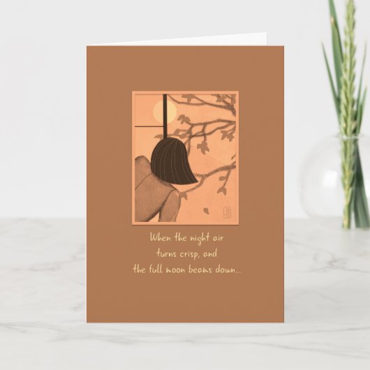 Jonge vrouw op Shoji Screen Full Moon & Mooncakes  Kaart (Voorkant)