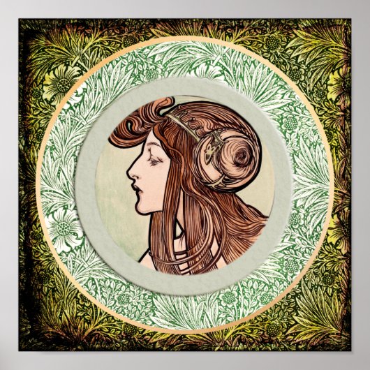 Jonge vrouw van Alphonse Mucha Poster (Voorkant)