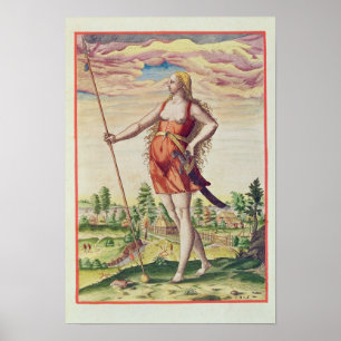 Jonge vrouw van een naburige stam naar de poster