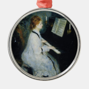 Jonge vrouw van Renoir bij Piano Metalen Ornament