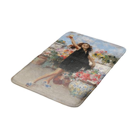 Jonge vrouw viert overwinning (Vincenzo Irolli) Badmat (Gekanteld)