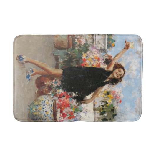 Jonge vrouw viert overwinning (Vincenzo Irolli) Badmat (Voorkant)