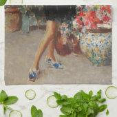 Jonge vrouw viert overwinning (Vincenzo Irolli) Theedoek (Gevouwen)