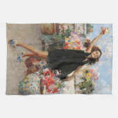 Jonge vrouw viert overwinning (Vincenzo Irolli) Theedoek (Horizontaal)