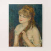 Jonge Vrouw Vlechten Haar Haar Door Renoir Legpuzzel (Verticaal)