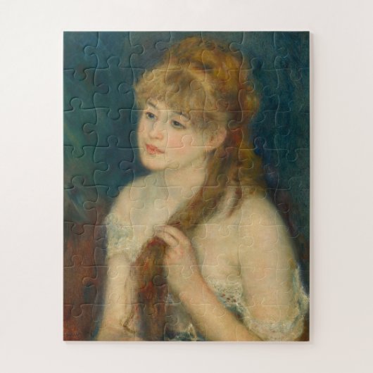 Jonge Vrouw Vlechten Haar Haar Door Renoir Legpuzzel (Verticaal)