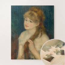 Jonge Vrouw Vlechten Haar Haar Door Renoir