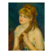 Jonge Vrouw Vlechten Haar Haar Door Renoir Perfect Poster (Voorkant)