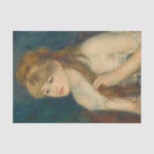 Jonge Vrouw Vlechten Haar Haar Door Renoir Tissuepapier
