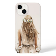 Jonge Vrouw Waterverf in Daisy Field