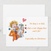 jonge vrouw wordt gerustgesteld door haar poedel s feestdagenkaart (Voorkant / Achterkant)