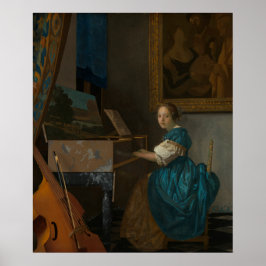 Jonge vrouw zit op een maagdenvlies poster