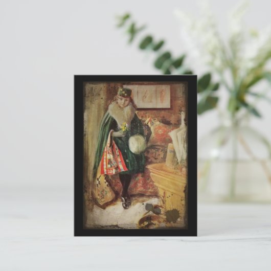 Jonge vrouwelijke reiziger briefkaart (Staand voorkant)