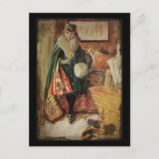 Jonge vrouwelijke reiziger briefkaart (Voorkant)