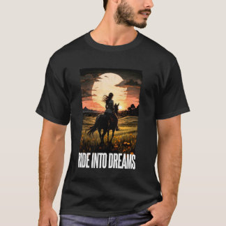 Jonge vrouwelijke ruiter en een paard. Rijd naar d T-shirt