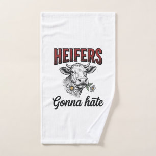 Jonge Vrouwelijke Runderen Gaan Grappige Koe Vinta Handdoek